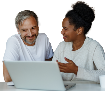 Photo: Man and woman researching on a computer